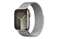 APPLE Watch Series 9 (GPS + Cellular, acciaio inossidabile) 45 mm - Smartwatch (Regolabile in continuo, Acciaio inossidabile, Argento/Argento)