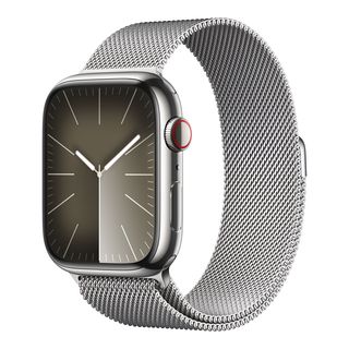 APPLE Watch Series 9 (GPS + Cellular, Edelstahl) 45 mm - Smartwatch (Stufenlos verstellbar, Edelstahl, Silber/Silber)