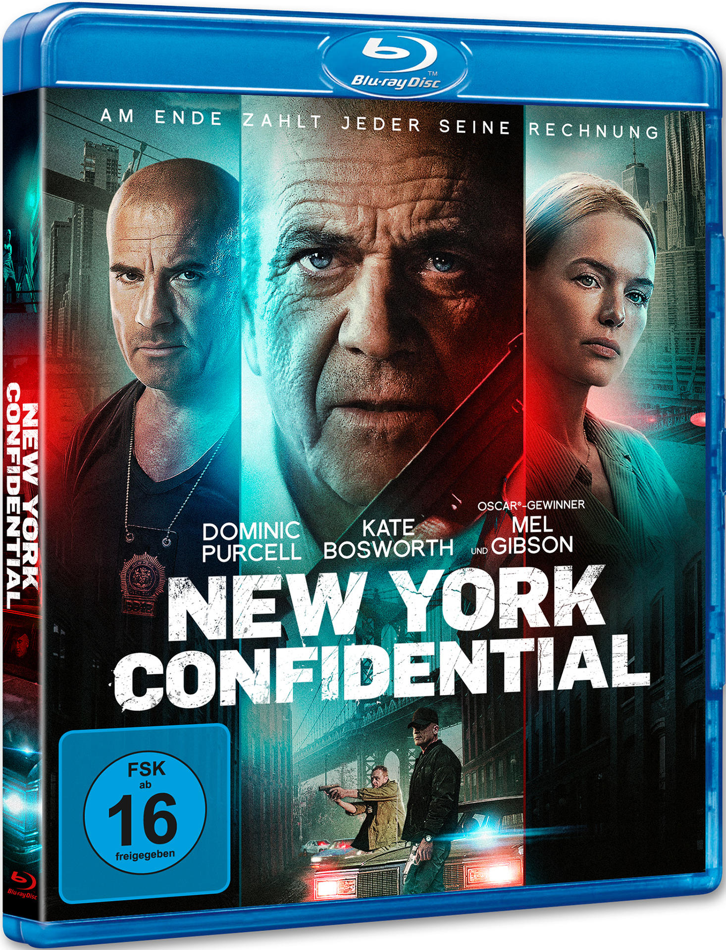 Filmcover. 'New York Confidential' mit den Schauspielern Mel Gibson, Dominic Purcell und Kate Bosworth.