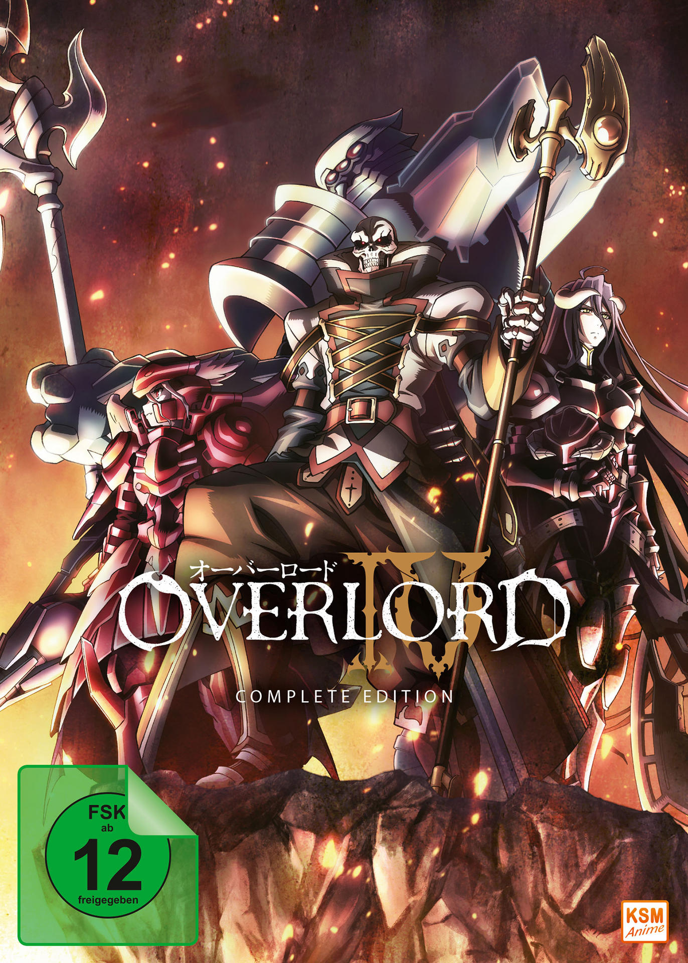 DVD-Cover: Anime-Figuren, Titel 'Overlord IV'.