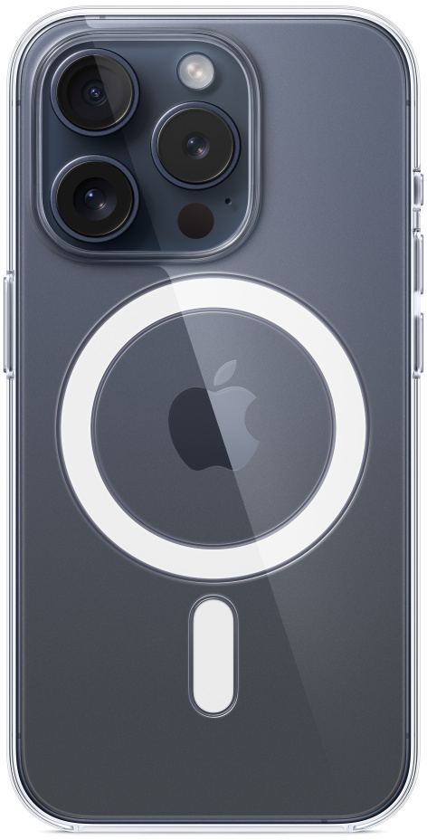 Une coque transparente pour iPhone avec un téléphone à l'intérieur, montrant l'arrière du téléphone.
