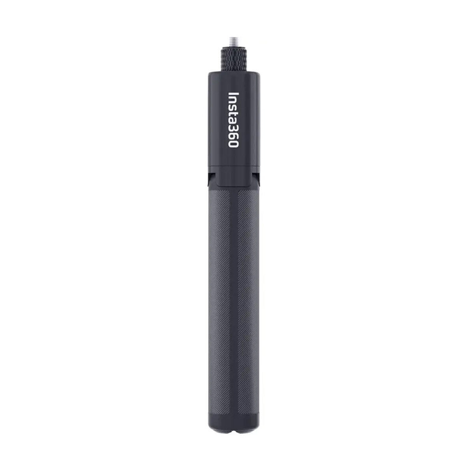 Selfie stick Insta360, nero con impugnatura a coste e logo Insta360 sullo stick.