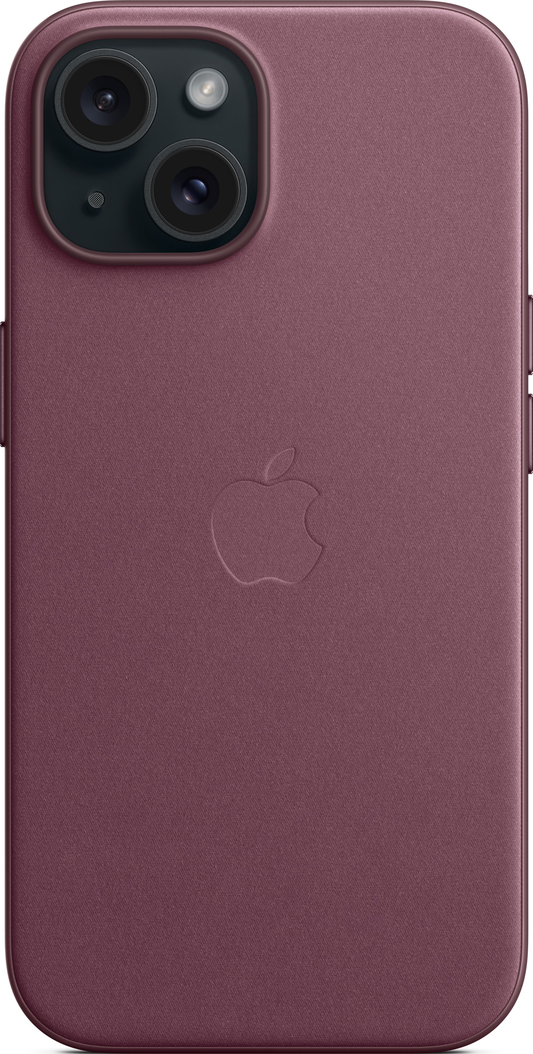 Retro iPhone bordeaux, texture in pelle, logo Apple, lenti della fotocamera, su sfondo nero.