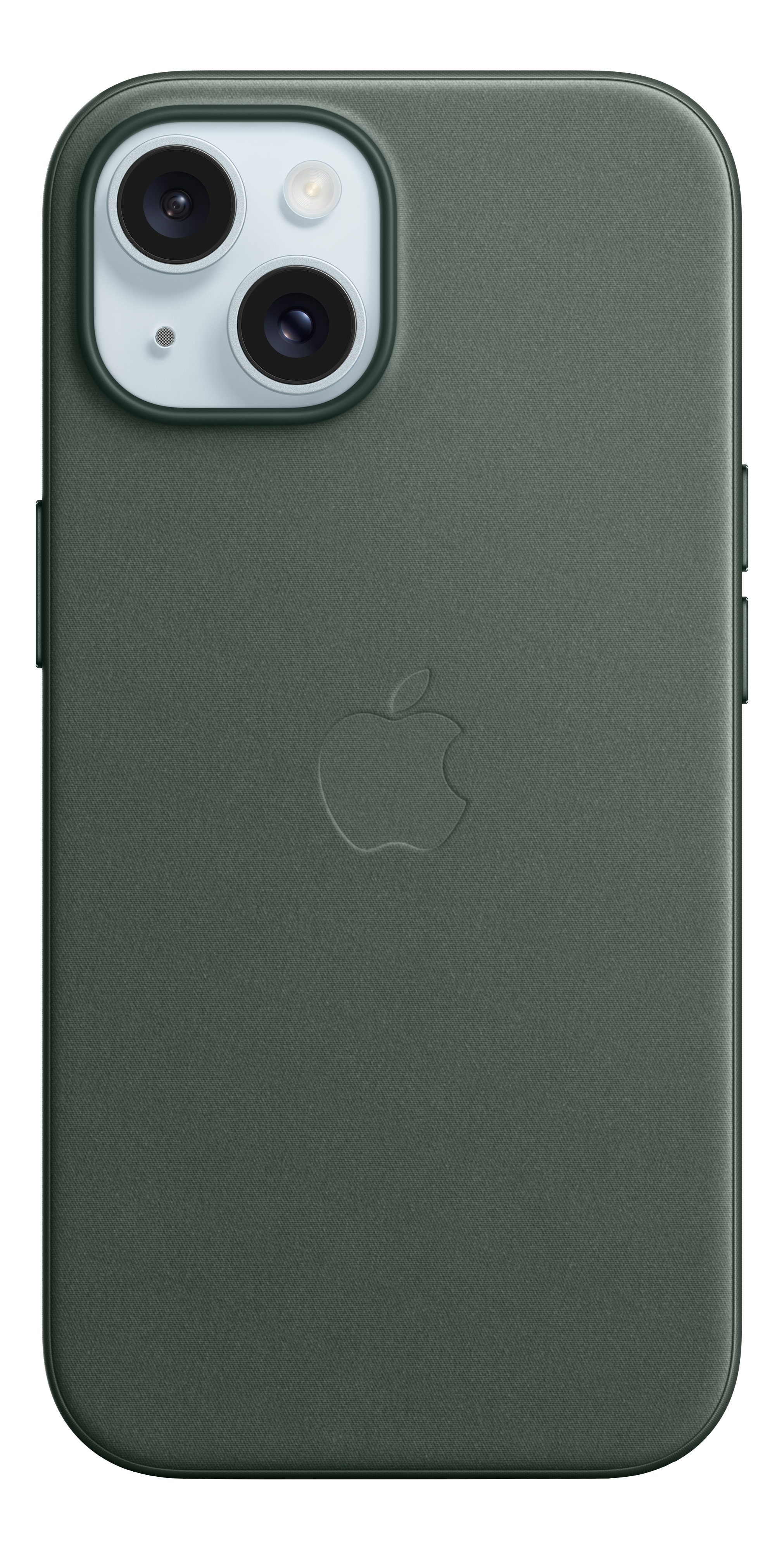 Coque d'iPhone verte avec logo Apple et trois caméras.