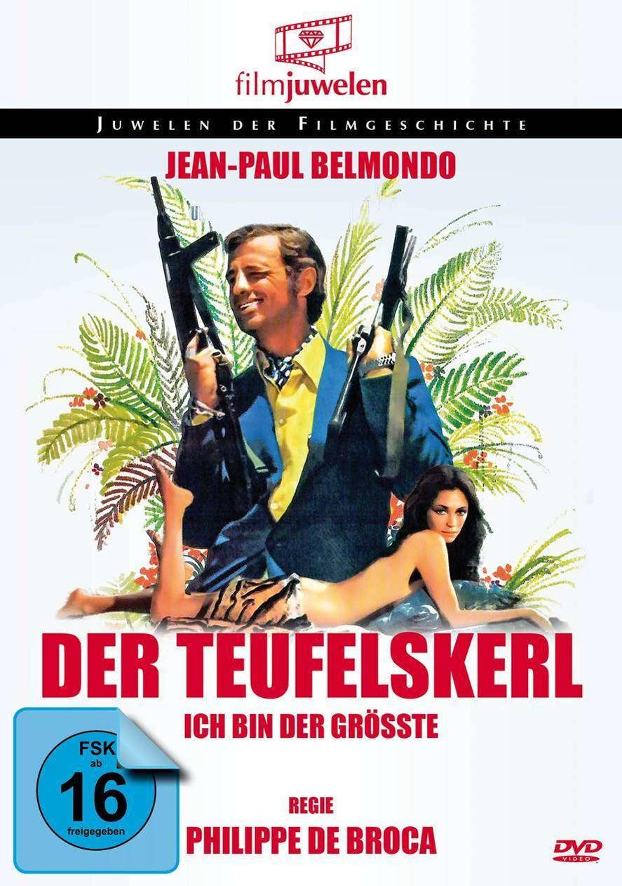 Filmplakat von Der Teufelskerl mit Jean-Paul Belmondo und einer Frau mit Waffen.