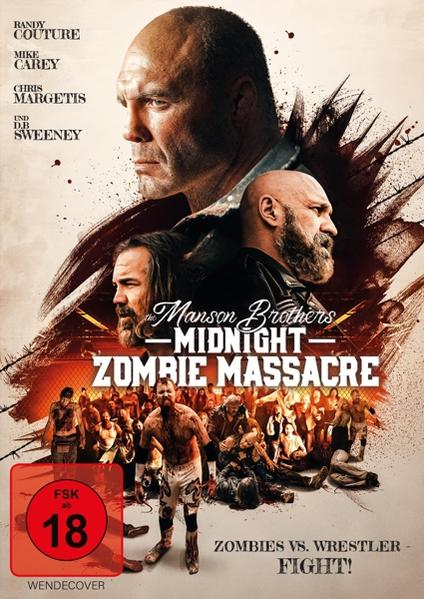 Film-Cover: 'The Manson Brothers Midnight Zombie Massacre'. Viele Wrestler und Zombies kämpfen.
