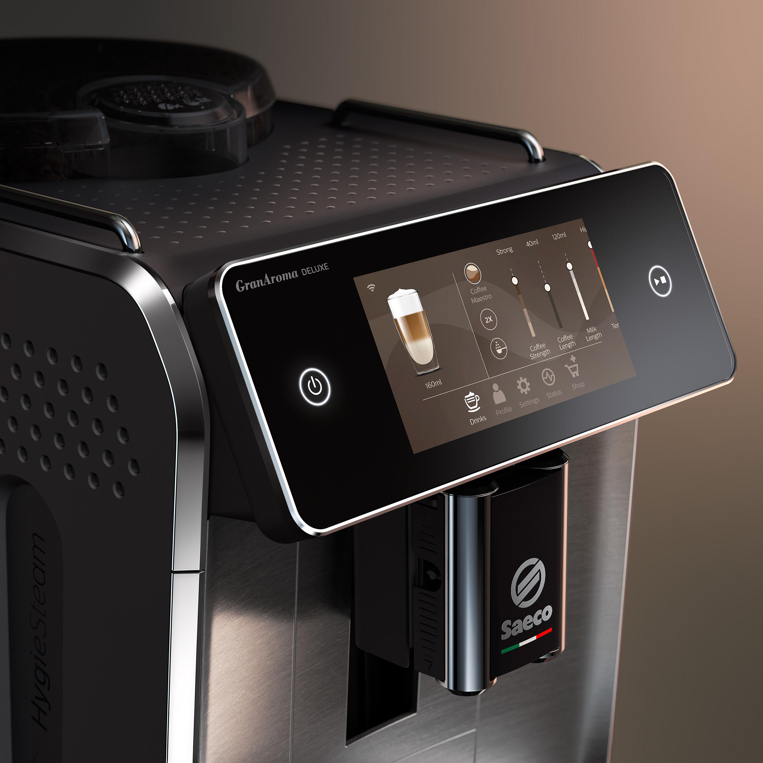 SAECO SM6685/00 Gran Aroma Kaffeevollautomat (Silber, Scheibenmahlwerk aus 100 % Keramik, 15 bar, Milchschlauch)