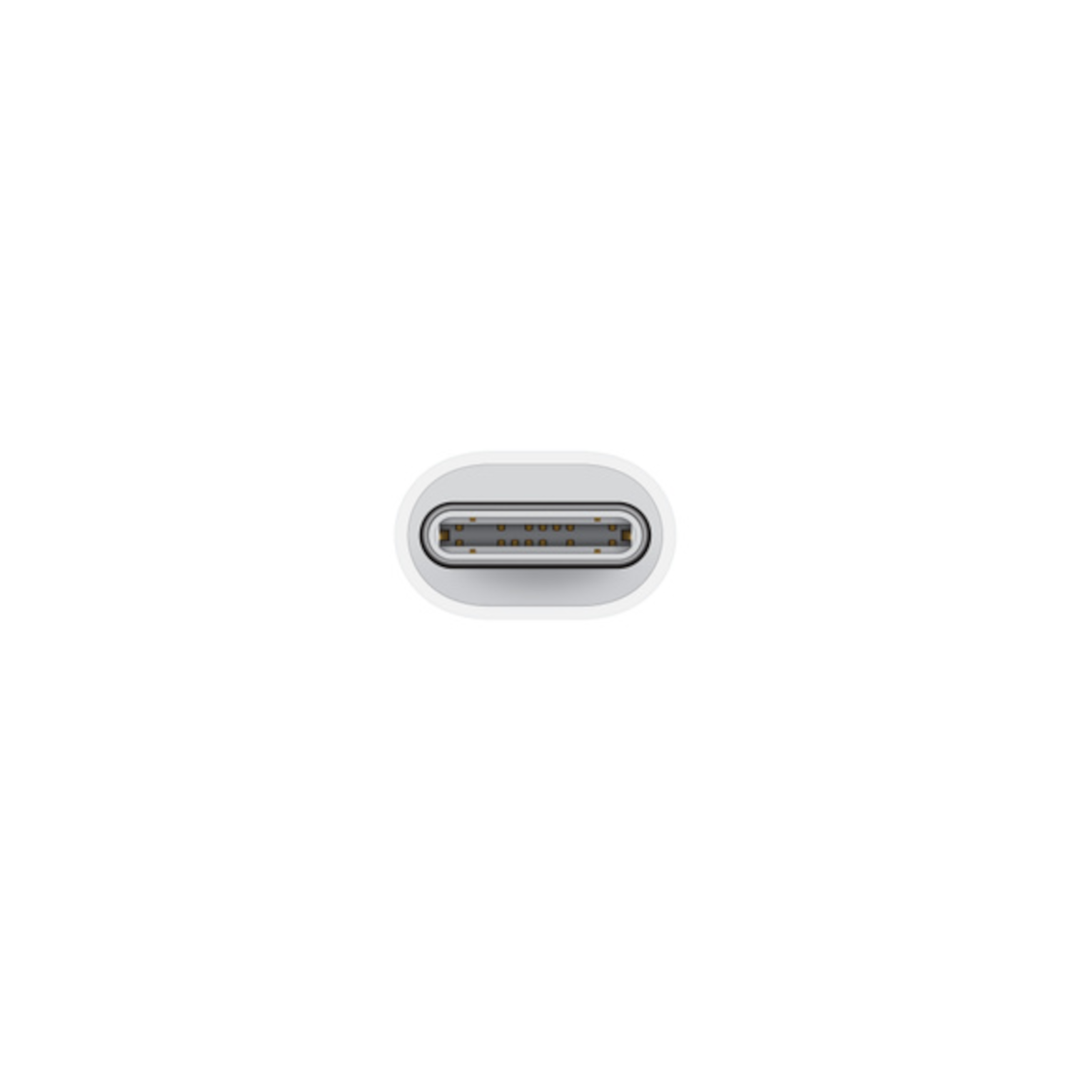 White USB-C connector, end view, against a white background.