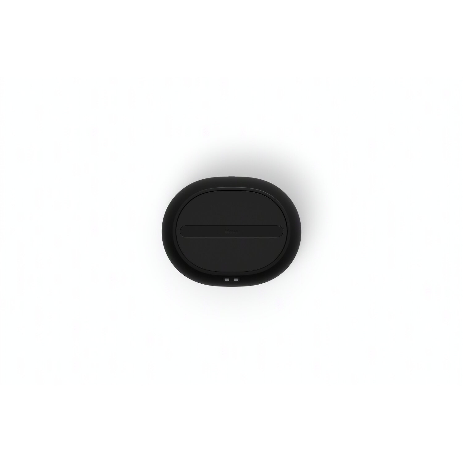 Black, oval-shaped device on a white background, top-down view.