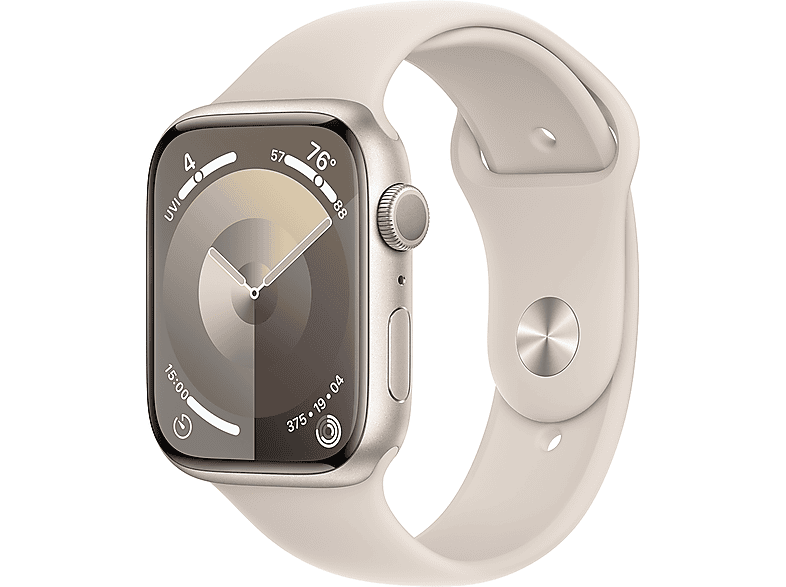 APPLE Watch Series 9 GPS, 45mm, csillagfény alumíniumtok, sportszíj, S/M (MR963QH/A)