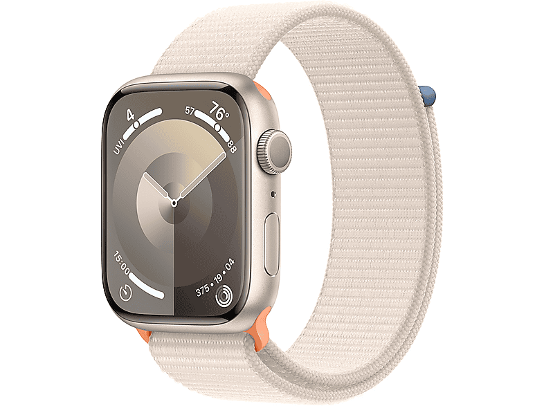 APPLE Watch Series 9 GPS, 45mm, csillagfény alumíniumtok, sportpánt (MR983QH/A)