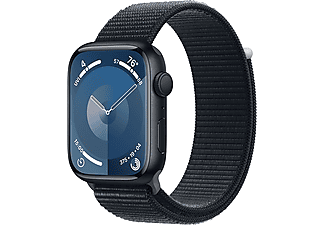 APPLE Watch Series 9 GPS, 45mm, éjfekete alumíniumtok, éjfekete sportpánt (MR9C3QH/A)
