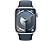 APPLE Watch Series 9 GPS, 45mm, ezüst alumíniumtok, viharkék sportszíj, S/M (MR9D3QH/A)