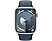 APPLE Watch Series 9 GPS, 45mm, ezüst alumíniumtok, viharkék sportszíj, M/L (MR9E3QH/A)