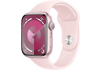 APPLE Watch Series 9 GPS, 45mm, pink alumíniumtok, világos rózsaszín sportszíj, M/L (MR9H3QH/A)