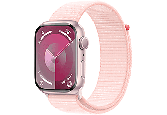 APPLE Watch Series 9 GPS, 45mm, pink alumíniumtok, világos rózsaszín sportpánt (MR9J3QH/A)