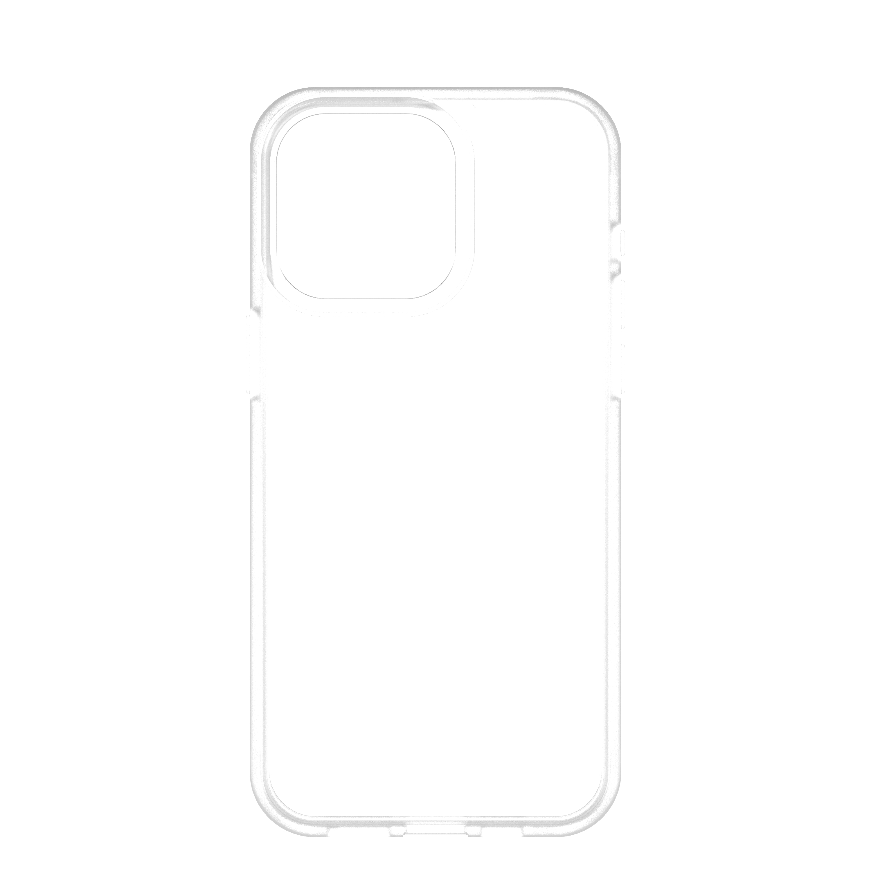 Transparente Handyhülle mit Kameraausschnitt und rechteckiger Form.