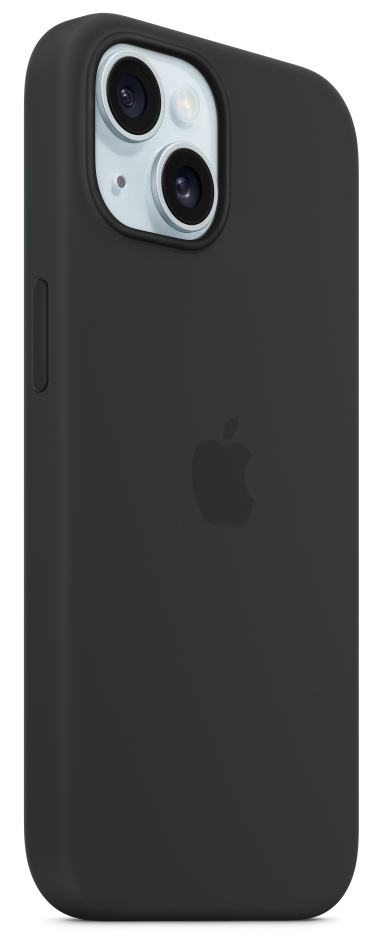 Fekete iPhone tok Apple logóval és kamerával, fehér háttér előtt.