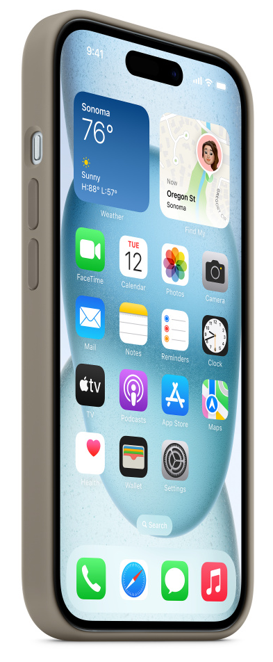 iPhone tokban, az időjárás és térkép alkalmazásokkal a kezdőképernyőn.