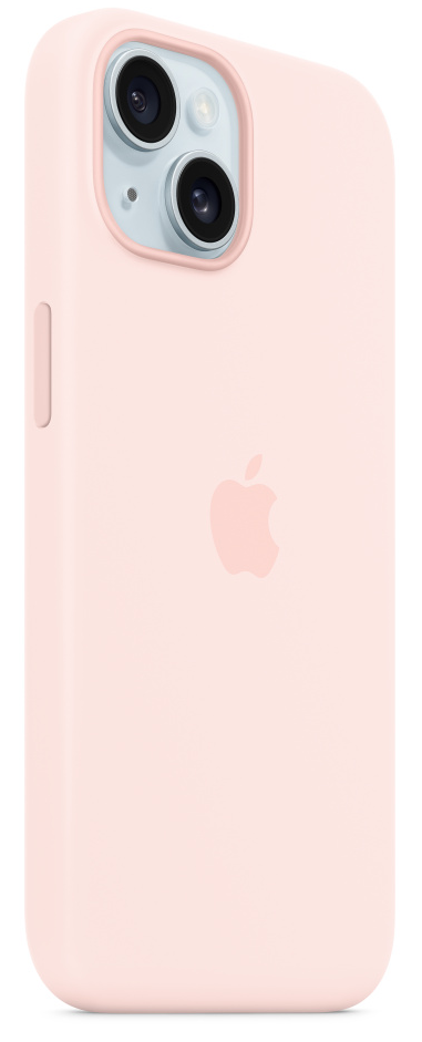 Rózsaszín iPhone tok az Apple logóval a hátoldalon.