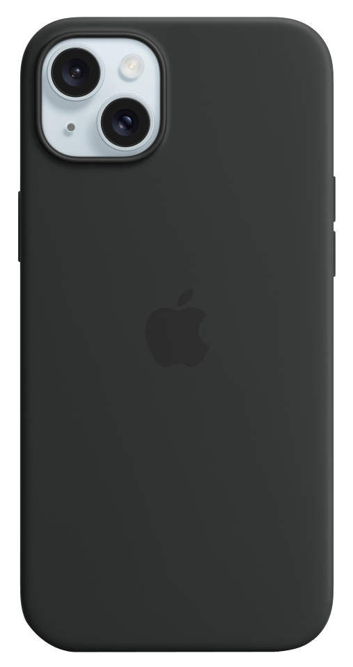 Egy fekete iPhone hátulnézete, két kamerával és az Apple logóval.