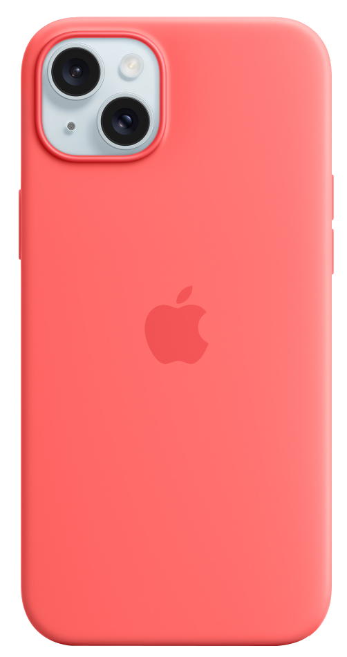 APPLE iPhone 15 Plus MagSafe rögzítésű szilikon tok, guava (MT163ZM/A)