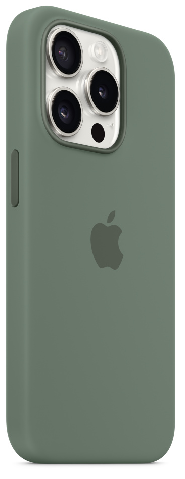Zöld telefontok Apple logóval és kamerákkal. Szögletes nézet. Minimalista design.