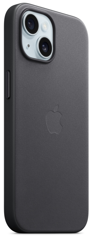 Fekete iPhone tok Apple logóval, hátulról és oldalról nézve.