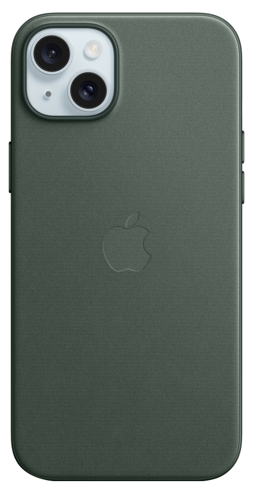 APPLE iPhone 15 Plus MagSafe rögzítésű FineWoven szövettok, örökzöld (MT4F3ZM/A)