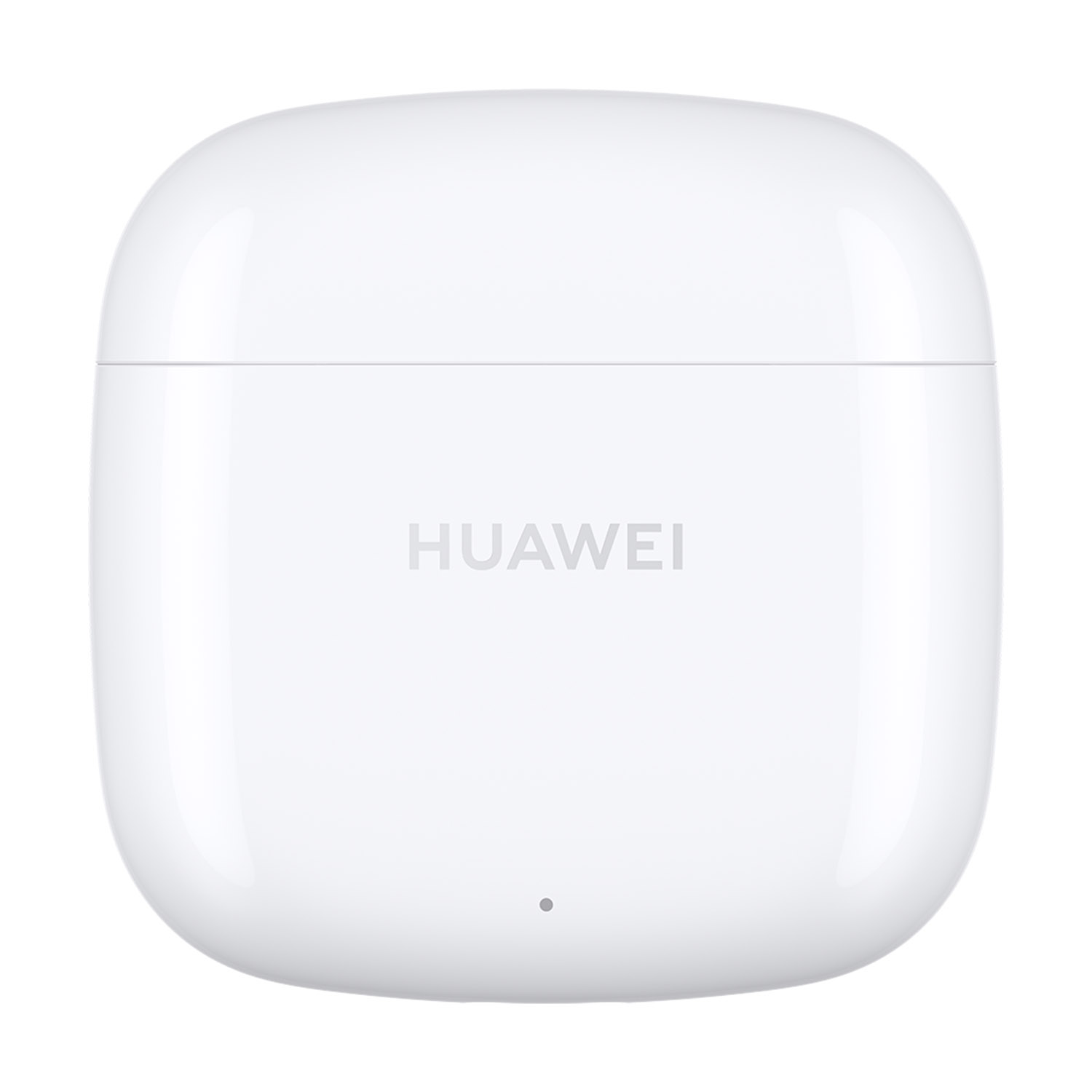 Custodia di ricarica bianca per auricolari Huawei con logo HUAWEI.