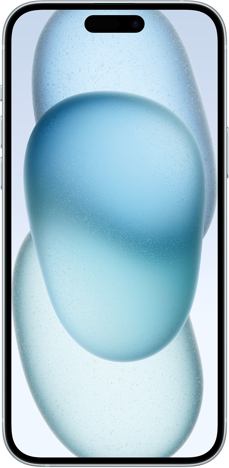 iPhone kék és fehér elmosódott absztrakt háttérrel.