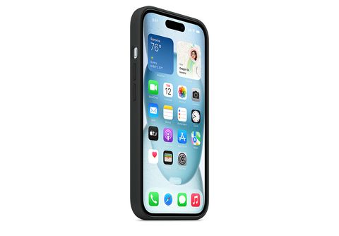 APPLE Funda de silicona con MagSafe para iPhone 15, Negro