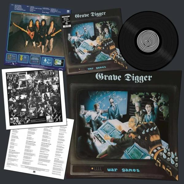 Album-Set. Eine Vinyl-Schallplatte, Albumcover und Innenhülle. Grave Digger - War Games.