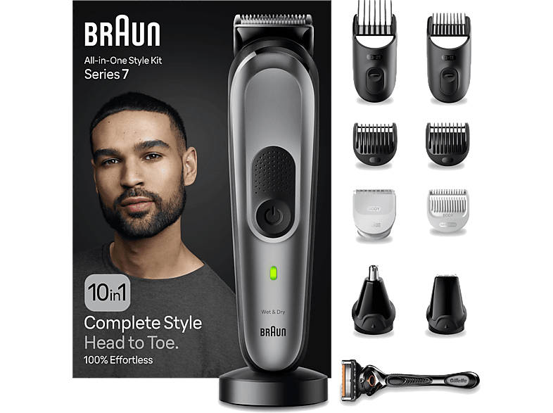 BRAUN MGK7420 Series 7 10’u 1 Arada Erkek Bakım Kiti Siyah Gümüş