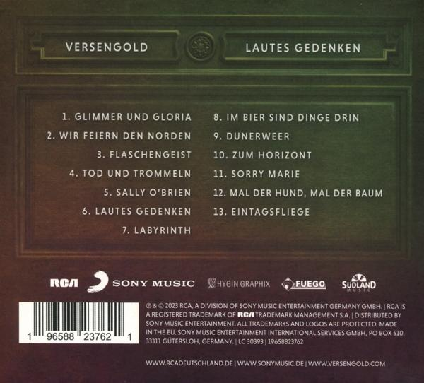 CD-Cover mit Titelliste und Copyright-Informationen für das Album der Band Versengold.