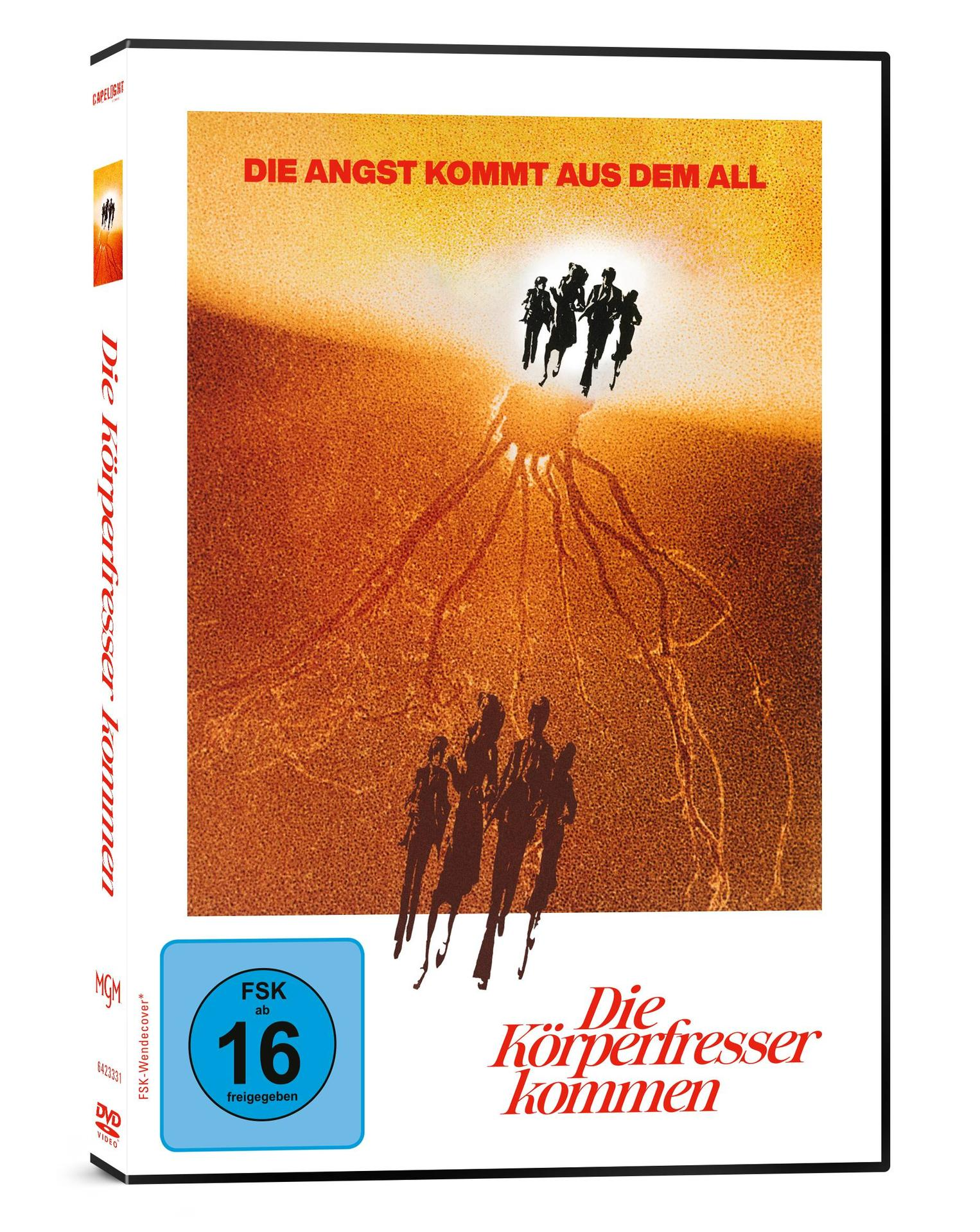 DVD-Cover des Films 'Die Körperfresser kommen' mit dunkeloranger Hintergrund.