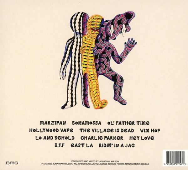 Albumcover mit abstrakten Figuren und Text, einschließlich Songtiteln und BMG-Logo.