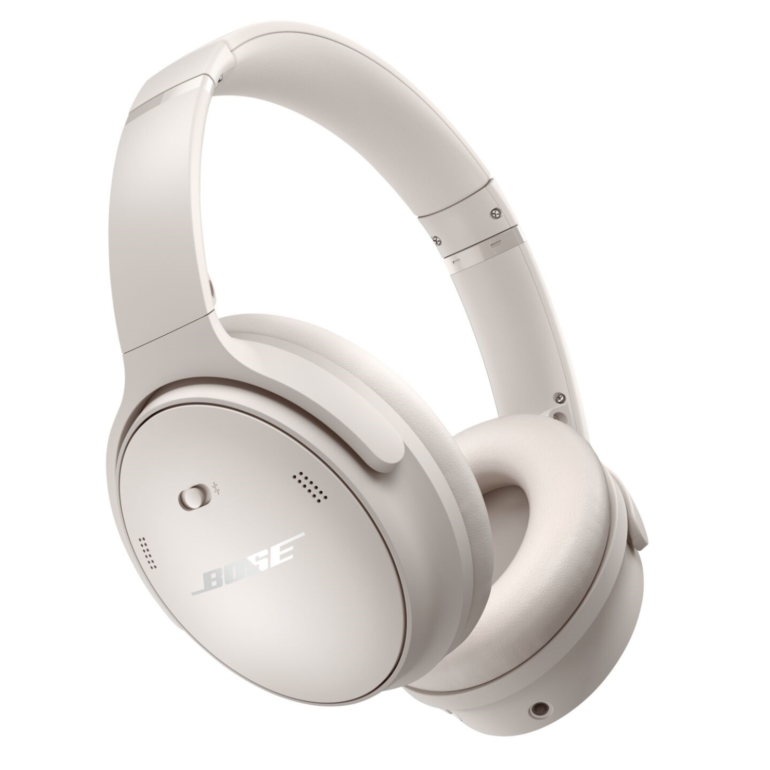 White Bose headphones on a white background. The headphones have a simple, modern design.
