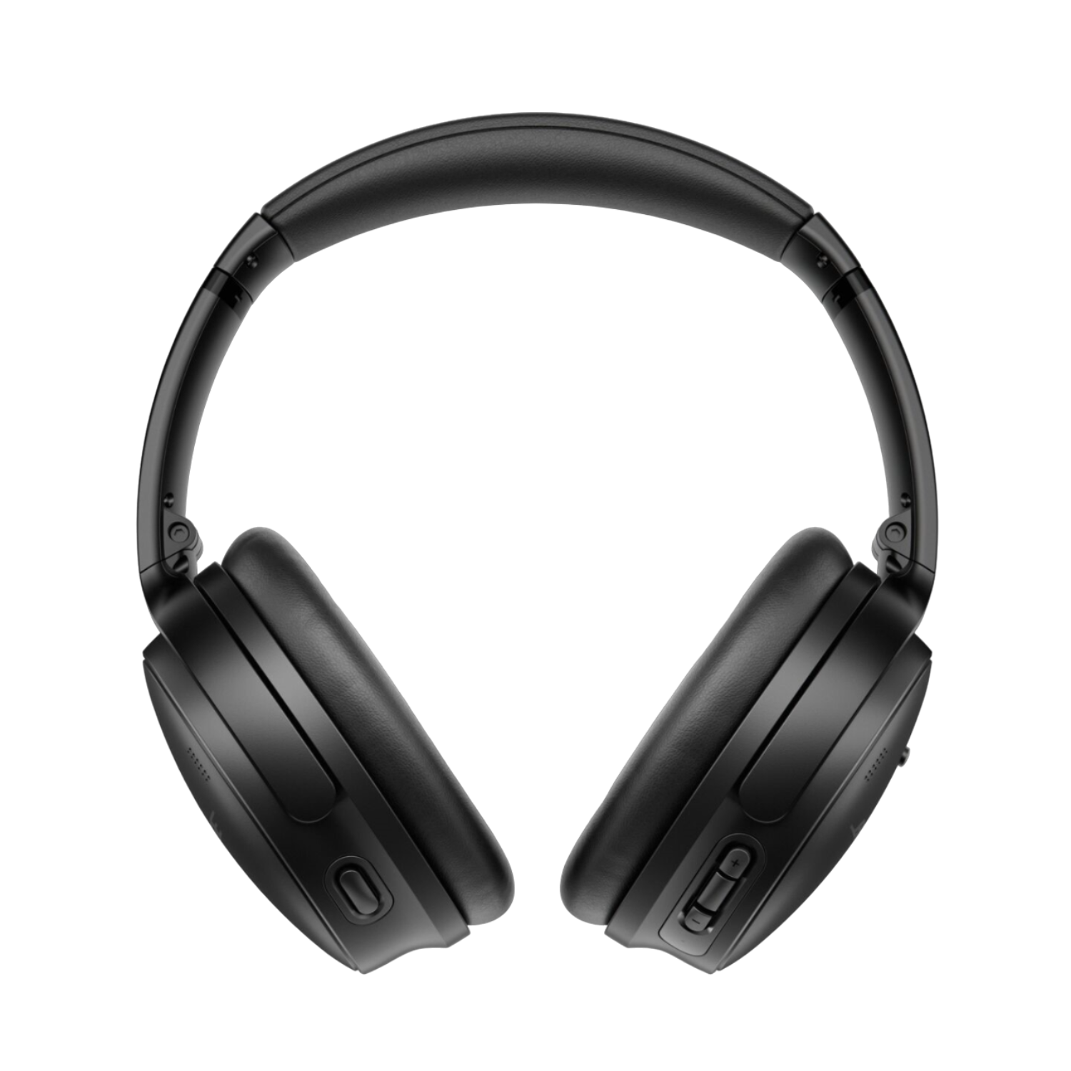 Black headphones on a black background. The headphones are over-ear style.