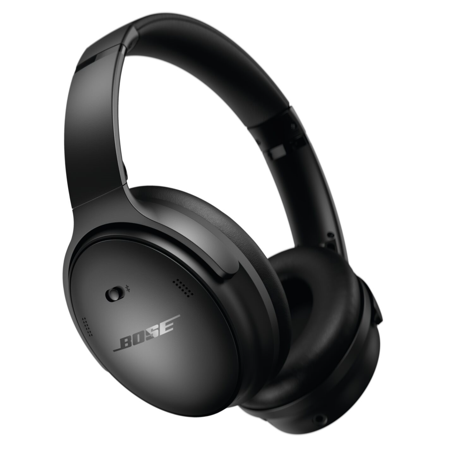 Black Bose headphones with a focus on the earcups and the Bose logo.