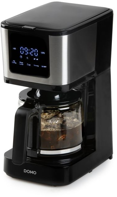 Koffiezetapparaat, zwart, met digitaal display, glazen kan.