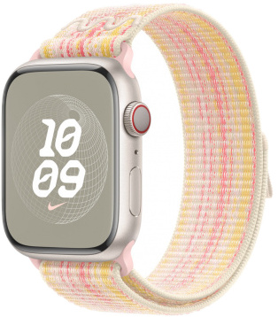 APPLE Armband voor Apple Watch 41 mm Nike Sport Loop Starlight/Pink (MUJW3ZM/A)