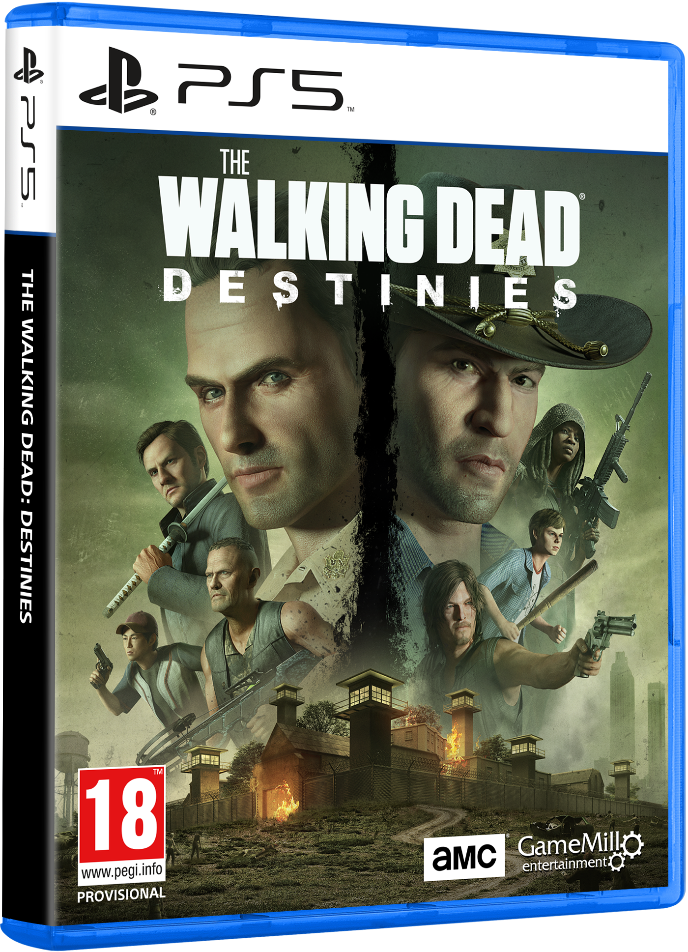 Spielbox für "The Walking Dead: Destinies". Enthält mehrere Charaktere auf dem Cover.
