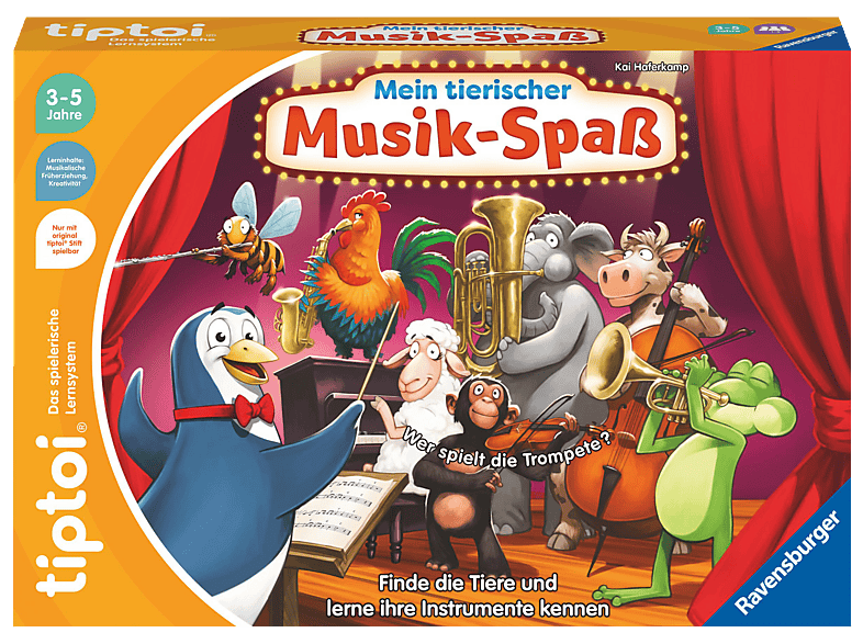 Ravensburger tiptoi® Mein tierischer Musik-Spaß (Ab 3 Jahren, 1-4 Spieler) Lernspiel, Mehrfarbig