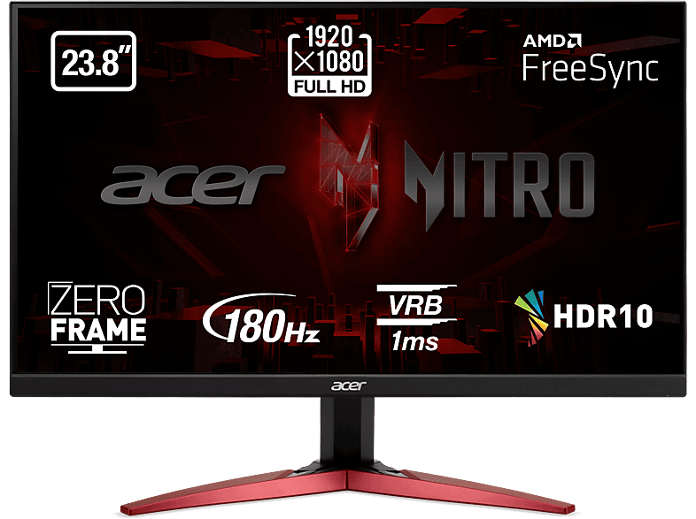 Acer Nitro Monitor IPS Full HD 1920 x 1080 para PC de 27 pulgadas | AMD  FreeSync Premium | Actualización de 180Hz | Hasta 0.5 ms | Soporte HDR10 |  99%