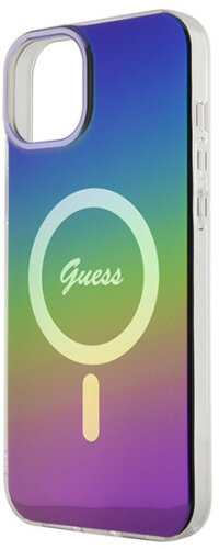 Tęczowe etui na telefon z logo Guess i pierścieniem magnetycznym.