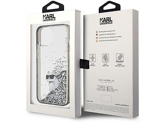 Etui KARL LAGERFELD Hardcase Liquid Glitter Choupette do iPhone 15 Pro Max 6,7 cala Przezroczysty KLHCP15XLKCNSK