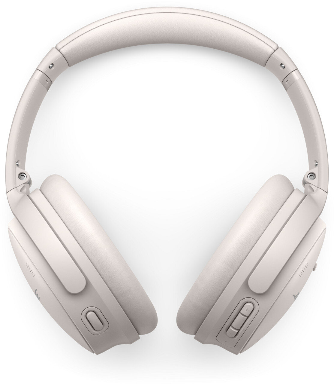 Słuchawki nauszne w jasnobeżowym kolorze, prezentowane na białym tle.