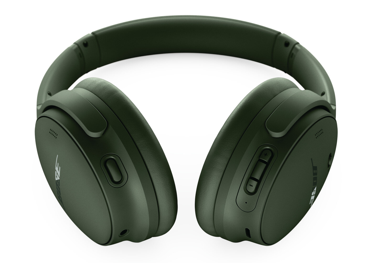 Zielone słuchawki. Słuchawki są na białym tle. Widoczne logo Bose.