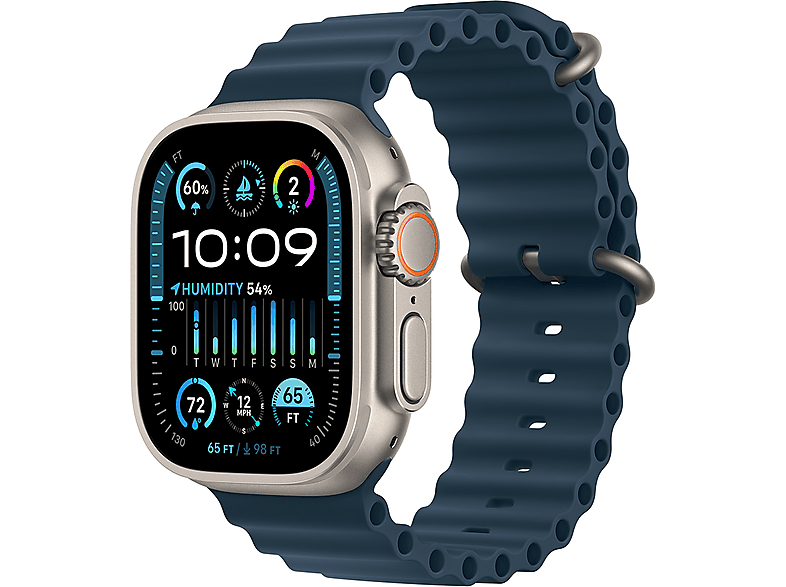 APPLE Watch Ultra 2 GPS + Cellular, 49mm, titántok, kék óceán szíj (MREG3CM/A)